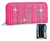 Rhinestone Design Accordion Wallet - Fuchsia