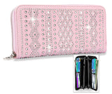 Rhinestone Design Accordion Wallet - Pink