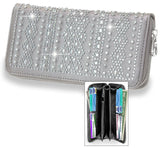 Rhinestone Design Accordion Wallet - Pewter