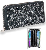 Rhinestone Design Accordion Wallet - Black