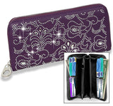 Rhinestone Design Accordion Wallet - Purple