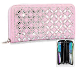 Rhinestone Design Accordion Wallet - Pink