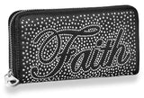 Faith Rhinestone Bling Accordion Wallet - Black