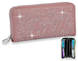 Faith Rhinestone Bling Accordion Wallet - Dark Blush