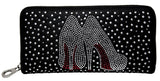 High Fashion Heels Rhinestone Accordion Wallet
