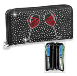 Rhinestone Wine Glasses Bling Wallet