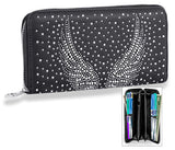 Rhinestone Wing Design Accordion Wallet