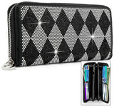 Diamond Bling Accordion Wallet - Black