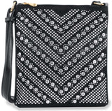 Studded Rhinestone Crossbody Sling - Black