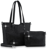Bling Shopper Style Tote Set - Black