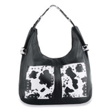 Cow Print Front Pocket Hobo Handbag