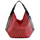 Patent Trim Rhinestone Pattern Hobo - Red