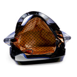 Patent Trim Rhinestone Hobo Handbag