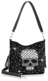 Bold Stone Skull Hobo Crossbody Sling - Black