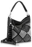 Diamond Pattern Rhinestone Hobo Handbag