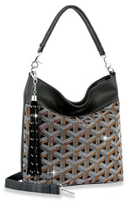 Trendy Rhinestone Patterned Hobo Handbag