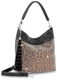 Leopard Print Rhinestone Hobo Handbag