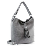 Tassel Accent Rhinestone Hobo Handbag