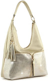 Rhinestone Zip Fashion Hobo - Gold