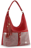 Rhinestone Zip Fashion Hobo - Red