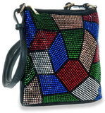 Colorful Rhinestone Crossbody Sling - Black