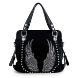 Winged Design Rhinestone Handbag