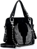 Winged Design Rhinestone Handbag