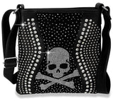Skull Rhinestone Crossbody Sling - Black