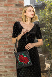 Rose Design Rhinestone Crossbody Sling