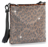 Leopard Print Rhinestone Crossbody Sling - Black