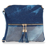 Tassel Accented Rhinestone Crossbody Sling