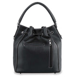 Skull Accented Drawstring Hobo Handbag