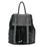 Rhinestone Basketweave Drawstring Backpack