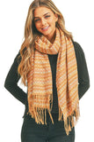 Multi Color Stitch Fashion Scarf - Brown