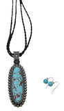 Casual Stone Pendant Necklace Set - Turquoise