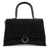 Rhinestone Accented Croc Embossed Hand Tote