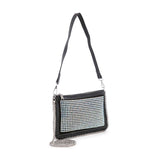 Chain Accented Slim Rhinestone Evening Bag