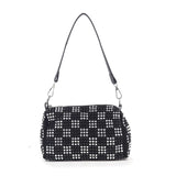Rhinestone Checkerboard Design Fashion Bag