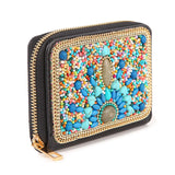 Bead And Stone Design Petite Zip Around Wallet