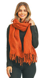 Pleated Design Fashion Scarf - Rust