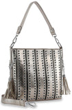 Riveted Layered Hobo Crossbody - Pewter