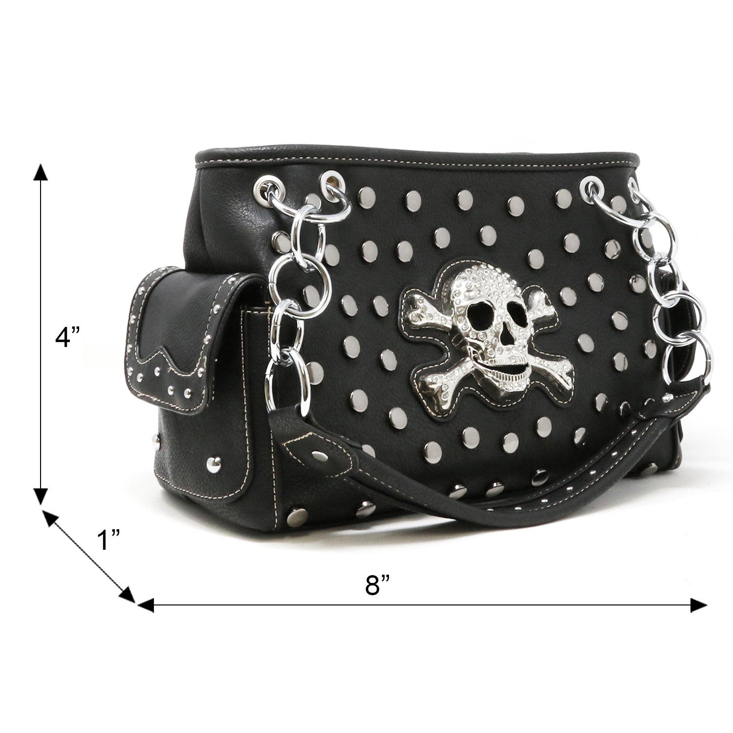 HF Skull Design Studded Handbag