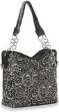 Layered Rhinestone Fashion Handbag - Black