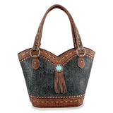 Western Tall Embossed Handbag - Brown
