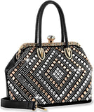 A-Frame Diamond Design Retro Handbag - Black