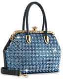 A-Frame Rhinestone Patterned Hand Tote - Blue