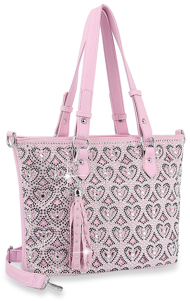 Heart Design Tote Handbag - Pink