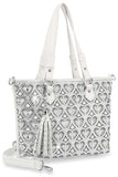 Heart Design Tote Handbag - White