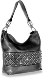 Rhinestone Bling Design Hobo Handbag - Black