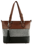 Bling Accent Banded Handbag - Coffee